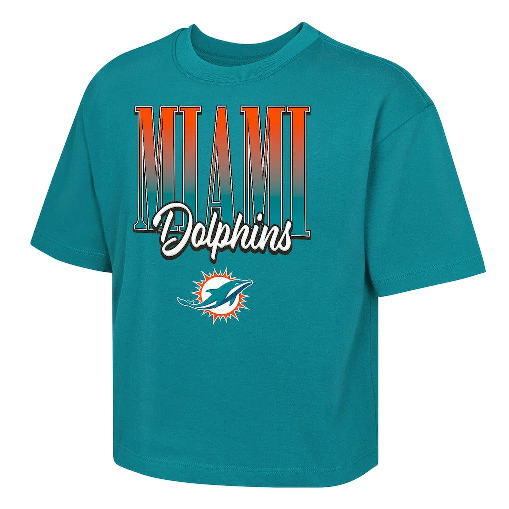 Miami Dolphins Outerstuff Girls Youth Big City Boxy T-Shirt - Aqua outlet