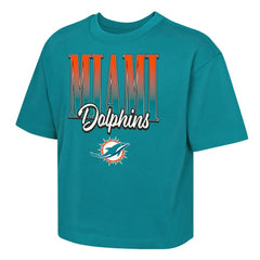 Miami Dolphins Outerstuff Girls Youth Big City Boxy T-Shirt - Aqua outlet