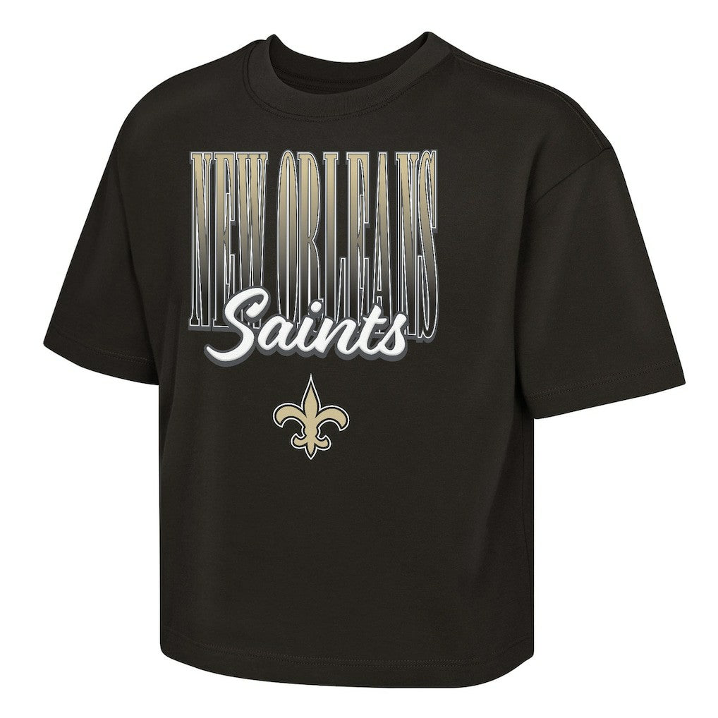 New Orleans Saints Outerstuff Girls Youth Big City Boxy T-Shirt - Black cheap