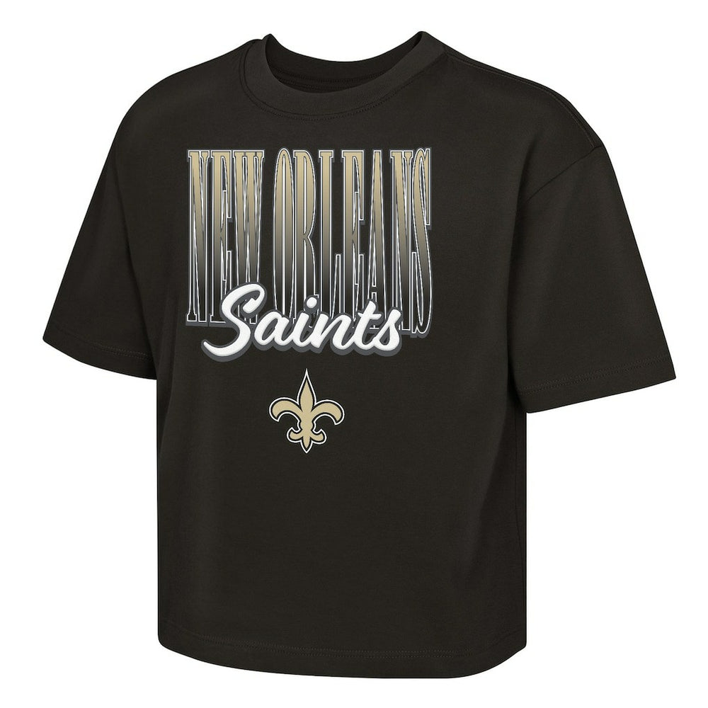 New Orleans Saints Outerstuff Girls Youth Big City Boxy T-Shirt - Black cheap