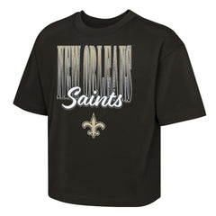 New Orleans Saints Outerstuff Girls Youth Big City Boxy T-Shirt - Black cheap