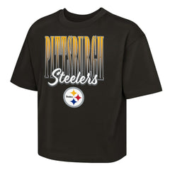 Pittsburgh Steelers Outerstuff Girls Youth Big City Boxy T-Shirt - Black sale