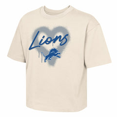 Detroit Lions Outerstuff Girl's Youth Spray Heart Boxy T-Shirt - Cream cheap
