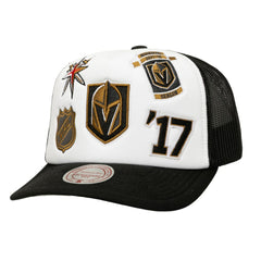 Vegas Golden Knights Mitchell & Ness Gridlock Trucker Adjustable Hat - White/Black Hats