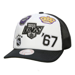 Los Angeles Kings Mitchell & Ness Gridlock Trucker Adjustable Hat - White/Black Hats
