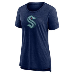 Seattle Kraken Women's Slow Whistle Tri-Blend T-Shirt - Deep Sea Blue T-shirts
