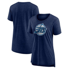 Winnipeg Jets Women's Slow Whistle Tri-Blend T-Shirt - Navy T-shirts
