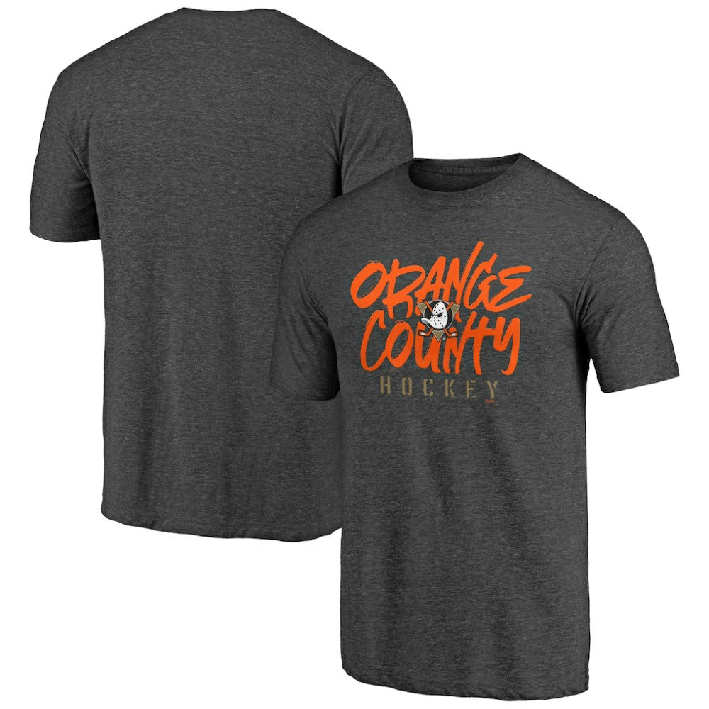 Anaheim Ducks Shoot to Score Tri-Blend T-Shirt - Charcoal T-shirts