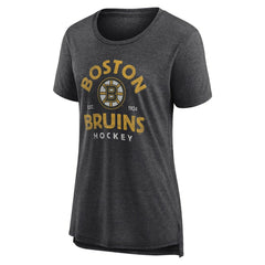 Boston Bruins Women's Vintage Arch Tri-Blend T-Shirt - Gray T-shirts