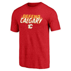 Calgary Flames Shoot to Score Tri-Blend T-Shirt - Red T-shirts