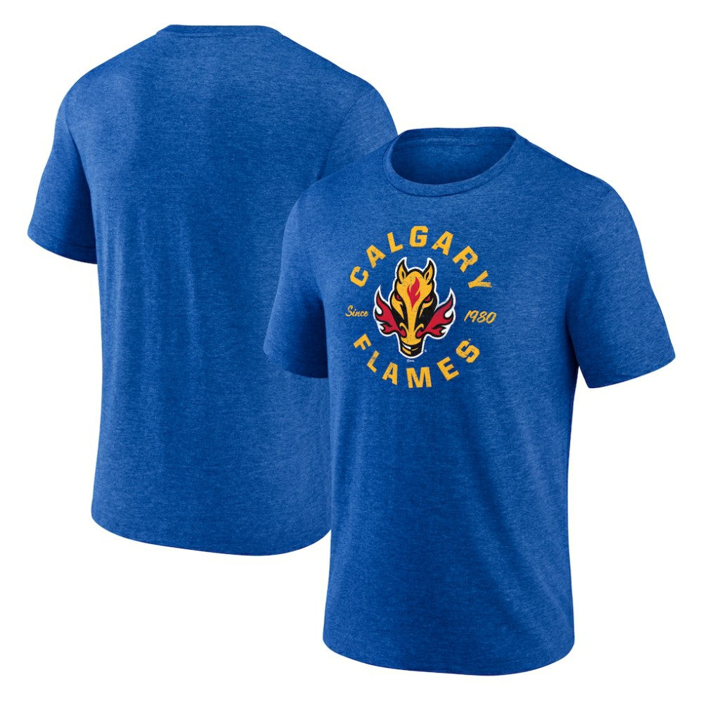 Calgary Flames Represent Tri-Blend T-Shirt - Blue T-shirts