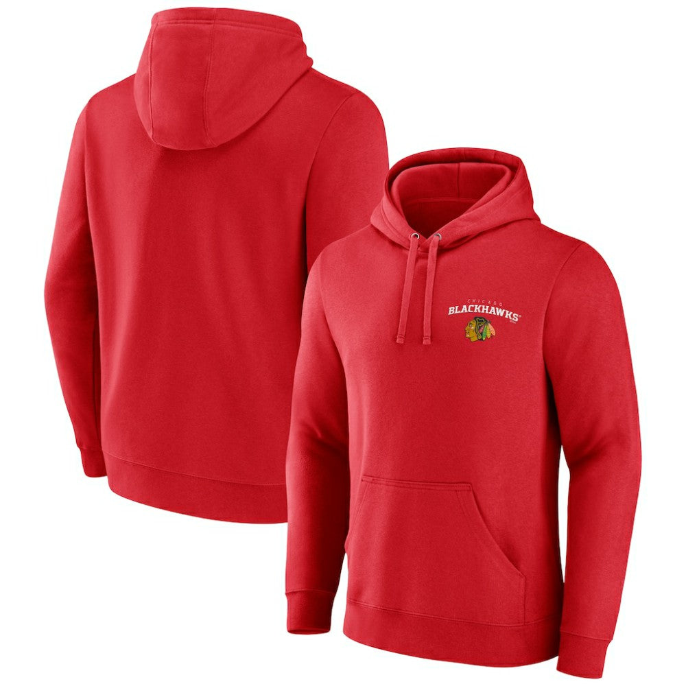 Chicago Blackhawks Team Lockup Pullover Hoodie - Red Hoodies