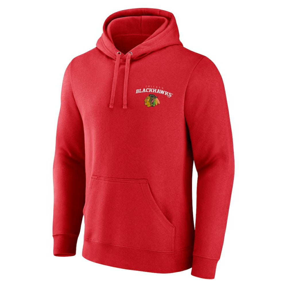 Chicago Blackhawks Team Lockup Pullover Hoodie - Red Hoodies