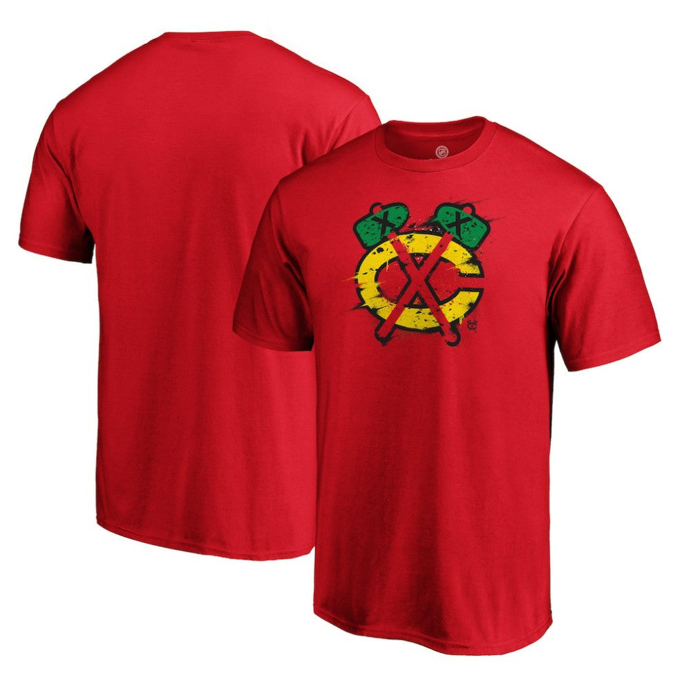 Chicago Blackhawks Splatter Logo T-Shirt - Red T-shirts