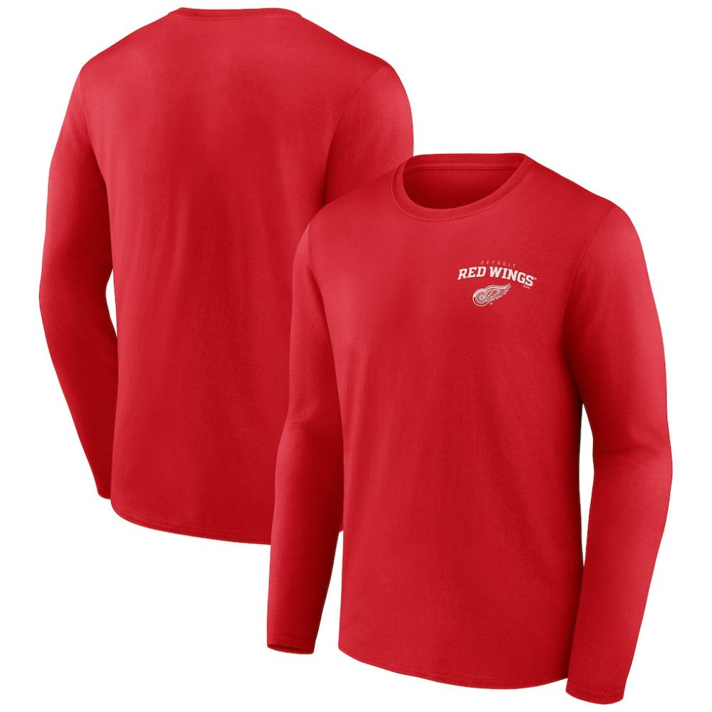 Detroit Red Wings Team Lockup Long Sleeve T-Shirt - Red T-shirts