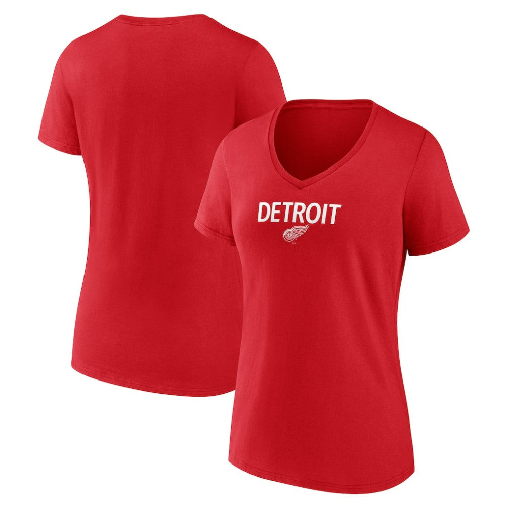 Detroit Red Wings Women's Primary Logo V-Neck T-Shirt - Red T-shirts