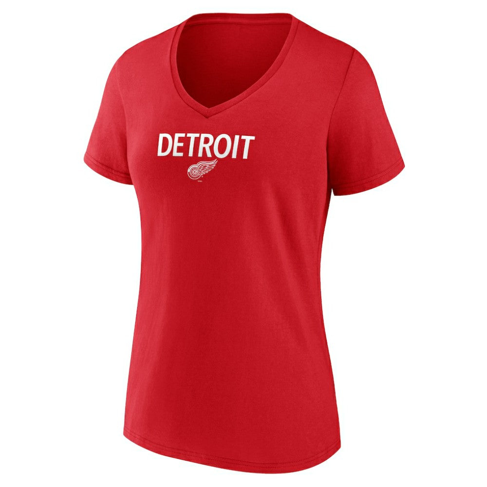 Detroit Red Wings Women's Primary Logo V-Neck T-Shirt - Red T-shirts