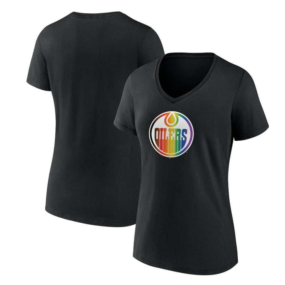 Edmonton Oilers Women's Team Pride V-Neck T-Shirt - Black T-shirts