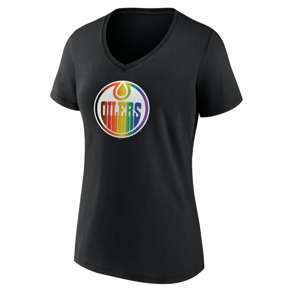Edmonton Oilers Women's Team Pride V-Neck T-Shirt - Black T-shirts