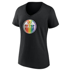 Edmonton Oilers Women's Team Pride V-Neck T-Shirt - Black T-shirts