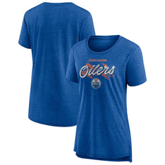 Edmonton Oilers Women's Hit the Ice Tri-Blend T-Shirt - Royal T-shirts