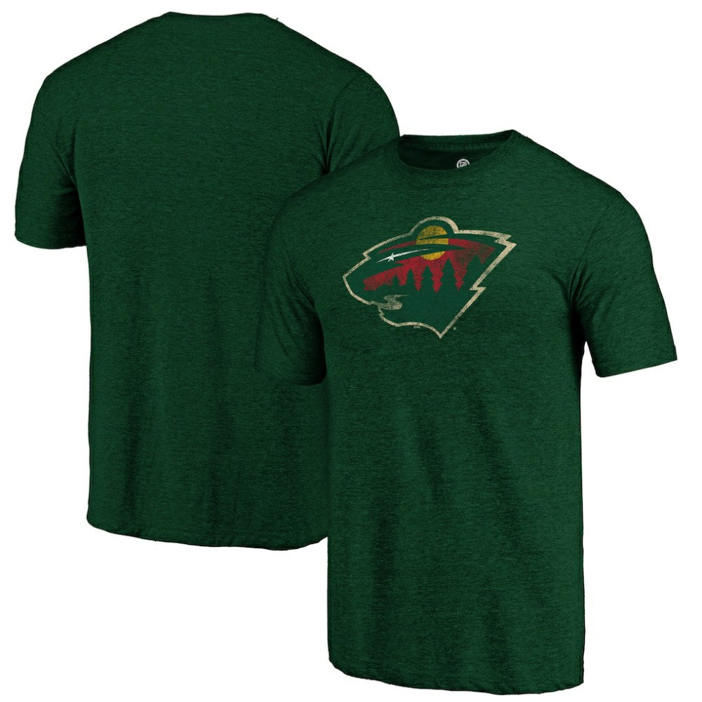 Minnesota Wild Distressed Logo Tri-Blend T-Shirt - Green T-shirts
