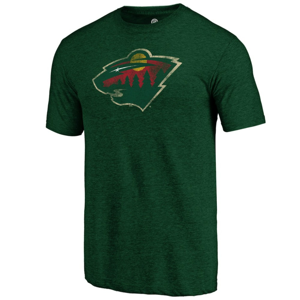Minnesota Wild Distressed Logo Tri-Blend T-Shirt - Green T-shirts