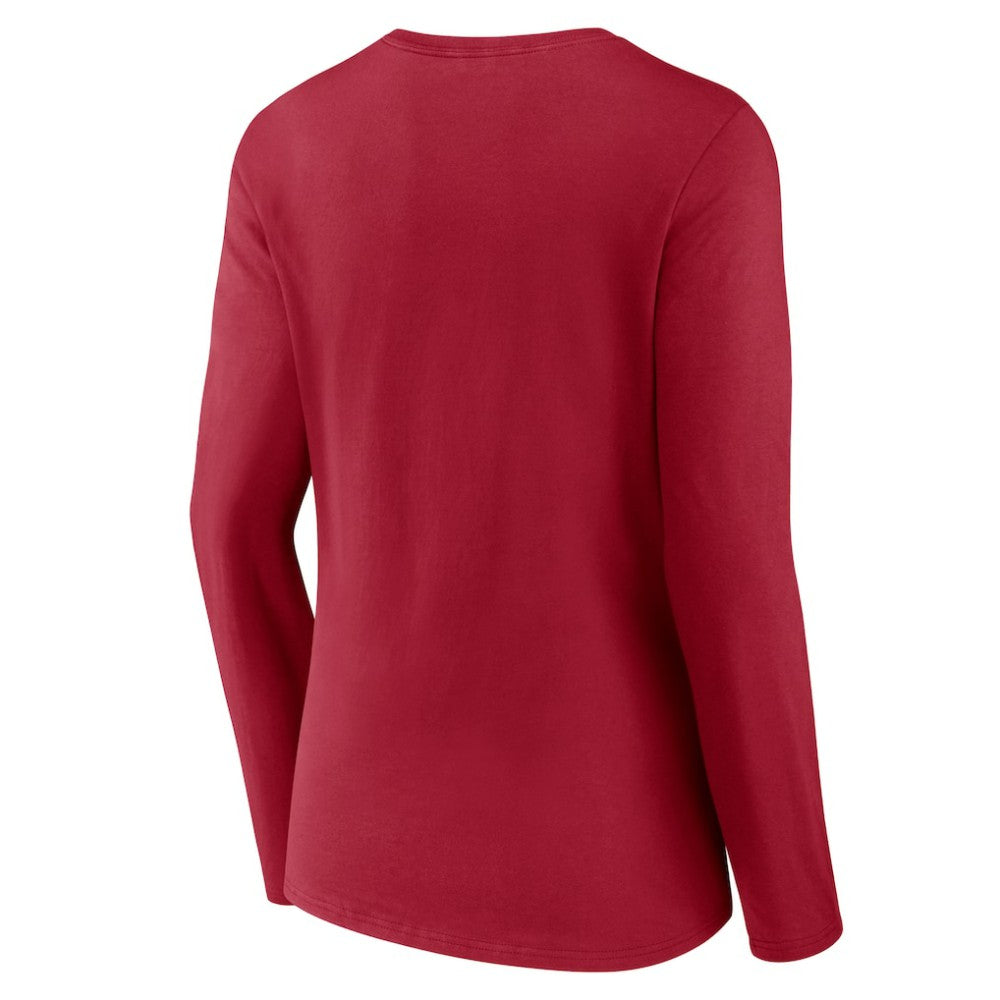 Montreal Canadiens Women's Primary Logo Long Sleeve V-Neck T-Shirt - Red T-shirts