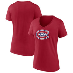 Montreal Canadiens Women's Primary Logo V-Neck T-Shirt - Red T-shirts