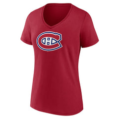 Montreal Canadiens Women's Primary Logo V-Neck T-Shirt - Red T-shirts