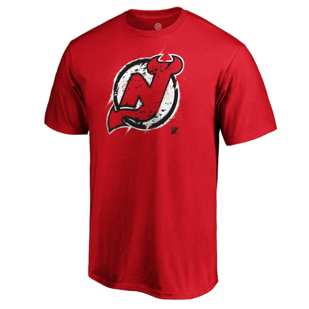 New Jersey Devils Splatter Logo T-Shirt - Red T-shirts