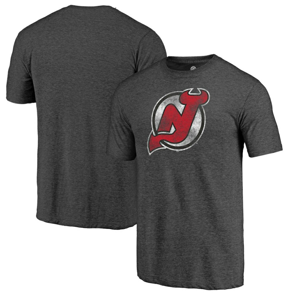 New Jersey Devils Distressed Tri-Blend T-Shirt - Charcoal T-shirts