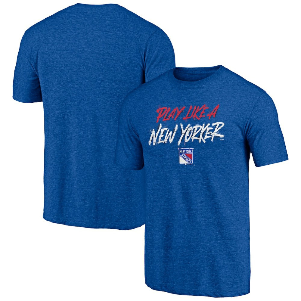 New York Rangers Shoot to Score Tri-Blend T-Shirt - Blue T-shirts
