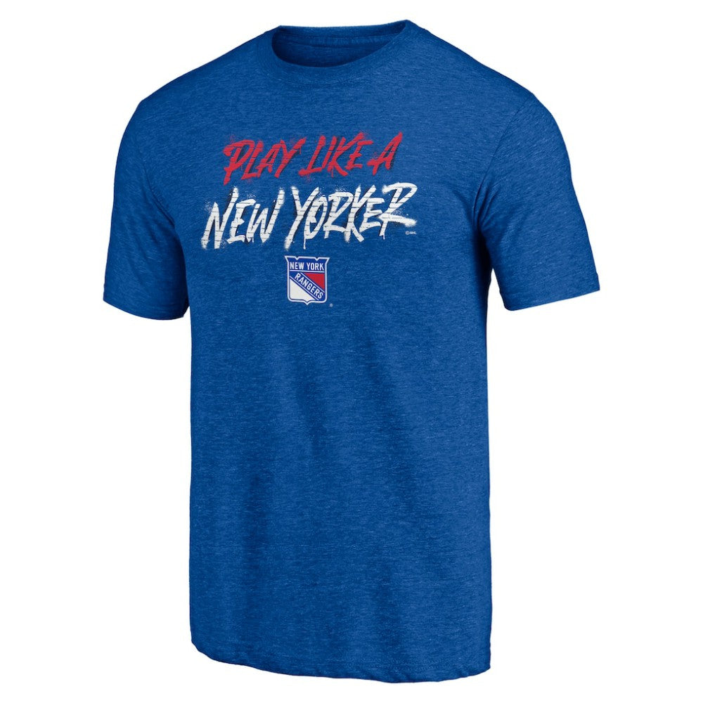 New York Rangers Shoot to Score Tri-Blend T-Shirt - Blue T-shirts