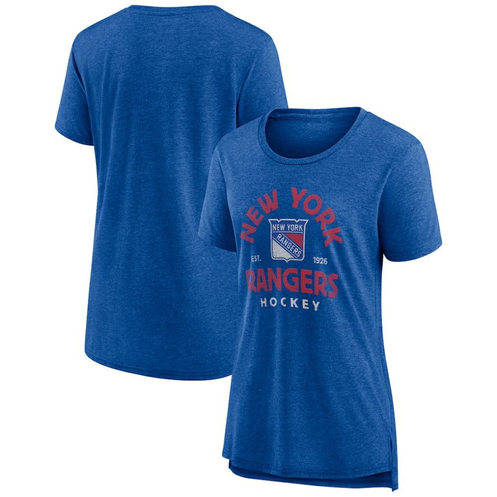 New York Rangers Women's Vintage Arch Tri-Blend T-Shirt - Blue T-shirts