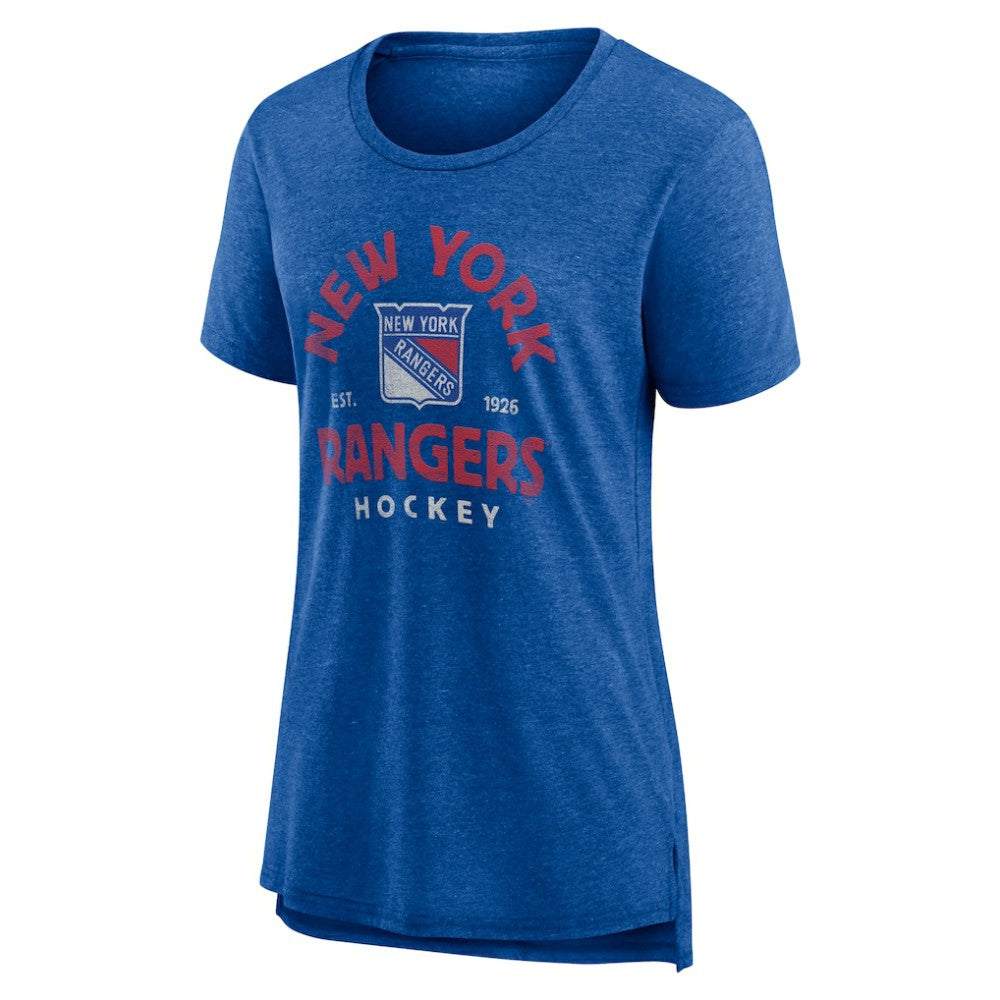New York Rangers Women's Vintage Arch Tri-Blend T-Shirt - Blue T-shirts