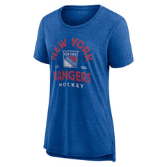New York Rangers Women's Vintage Arch Tri-Blend T-Shirt - Blue T-shirts