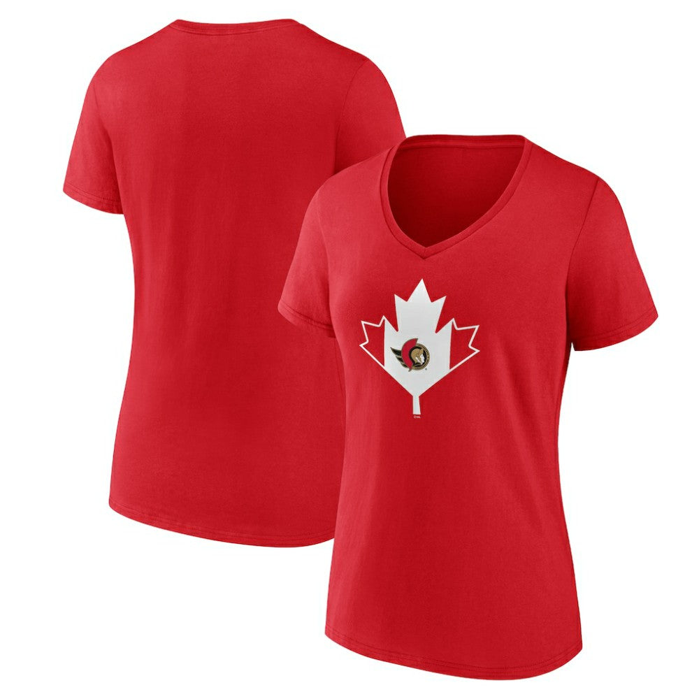 Ottawa Senators Women's Canada Day V-Neck T-Shirt - Red T-shirts