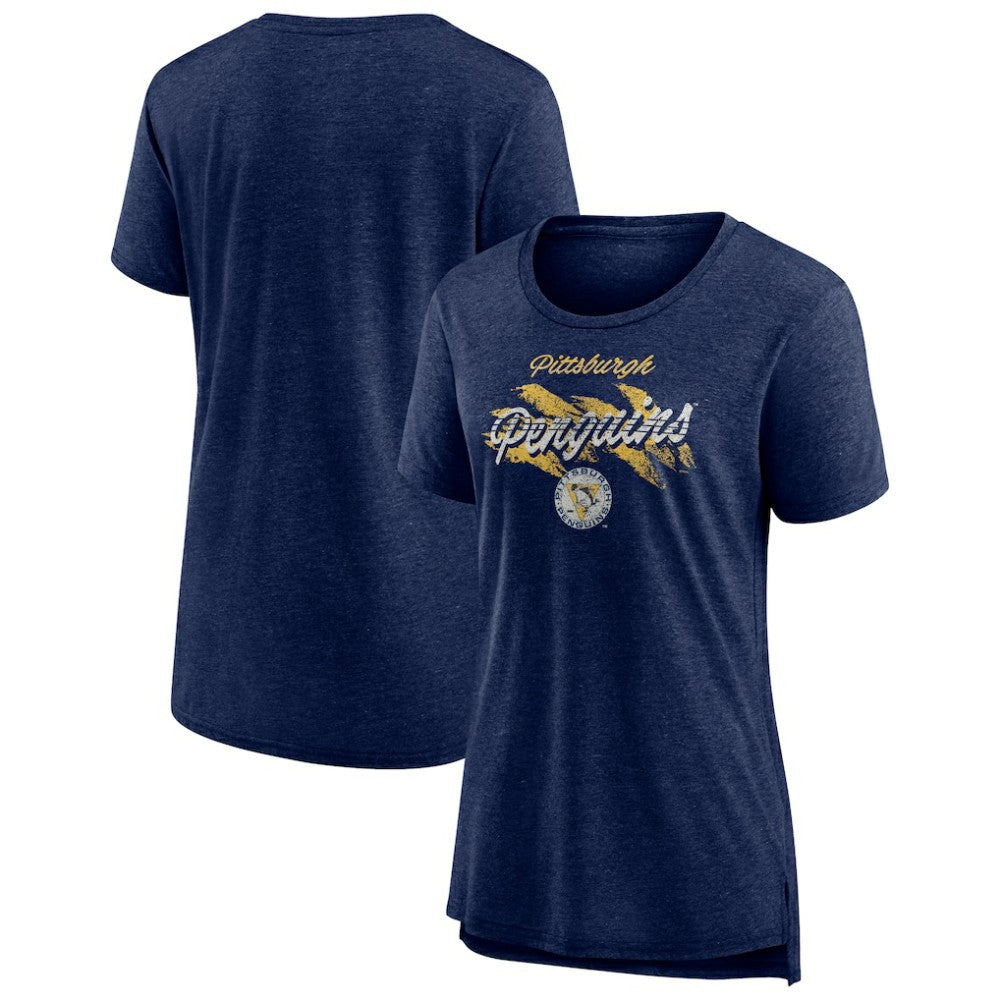 Pittsburgh Penguins Women's Hit the Ice Tri-Blend T-Shirt - Navy T-shirts