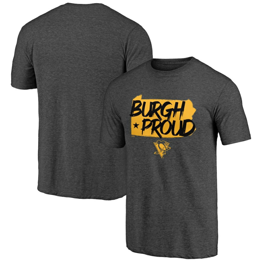 Pittsburgh Penguins Shoot to Score Tri-Blend T-Shirt - Charcoal T-shirts