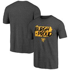 Pittsburgh Penguins Shoot to Score Tri-Blend T-Shirt - Charcoal T-shirts