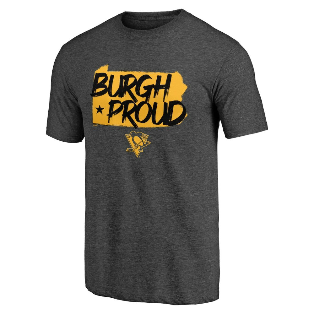 Pittsburgh Penguins Shoot to Score Tri-Blend T-Shirt - Charcoal T-shirts
