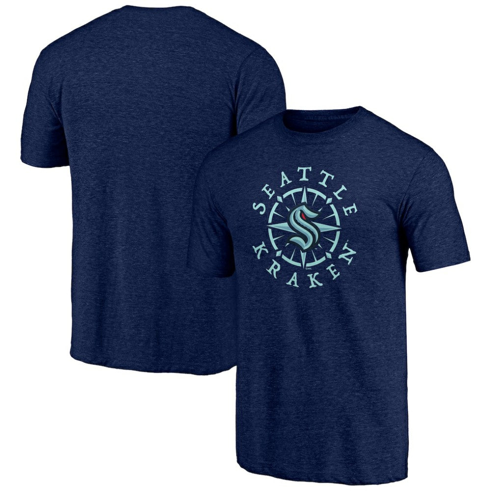 Seattle Kraken Shoot to Score Tri-Blend T-Shirt - Deep Sea Blue T-shirts