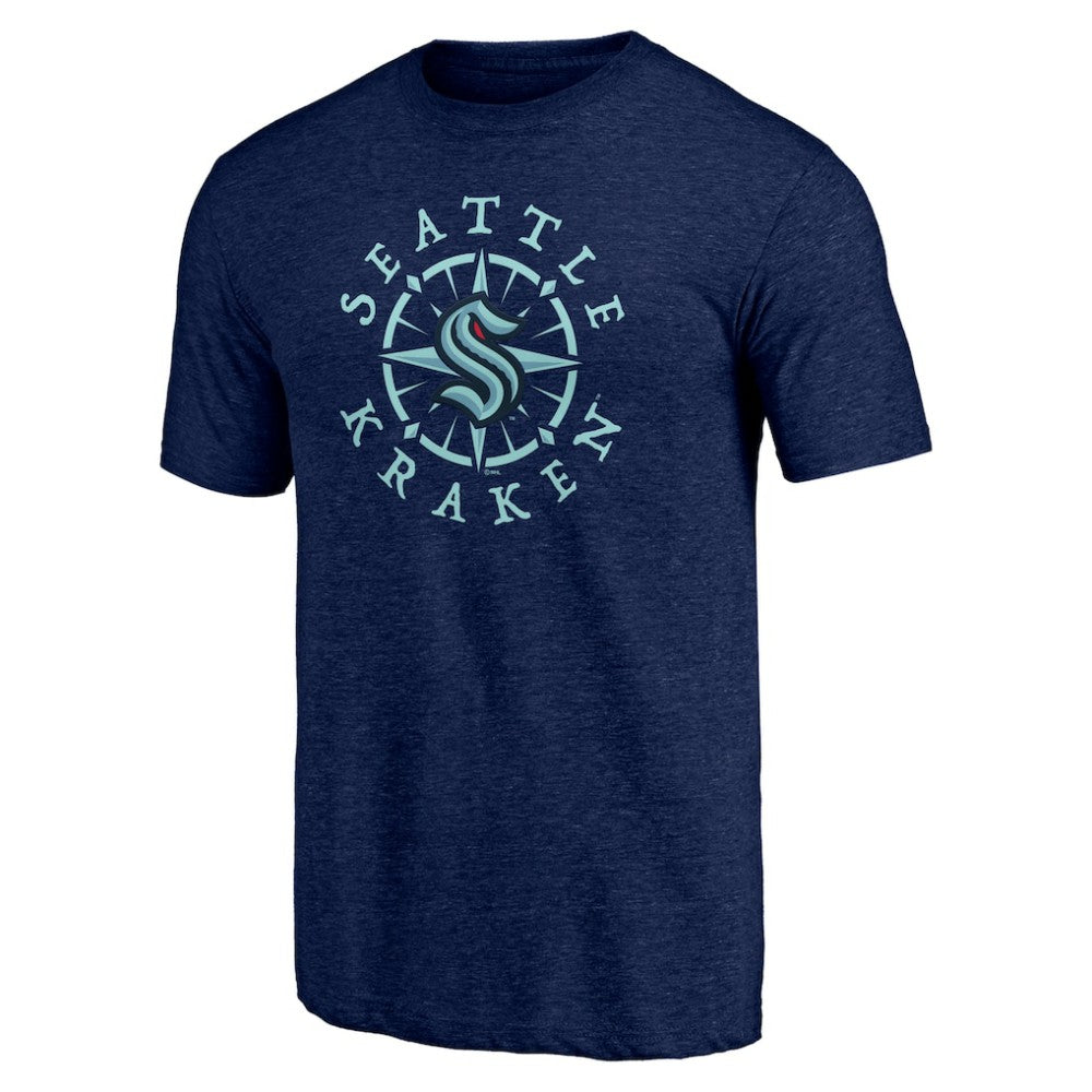 Seattle Kraken Shoot to Score Tri-Blend T-Shirt - Deep Sea Blue T-shirts
