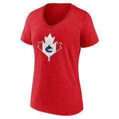 Vancouver Canucks Women's Canada Day V-Neck T-Shirt - Red T-shirts