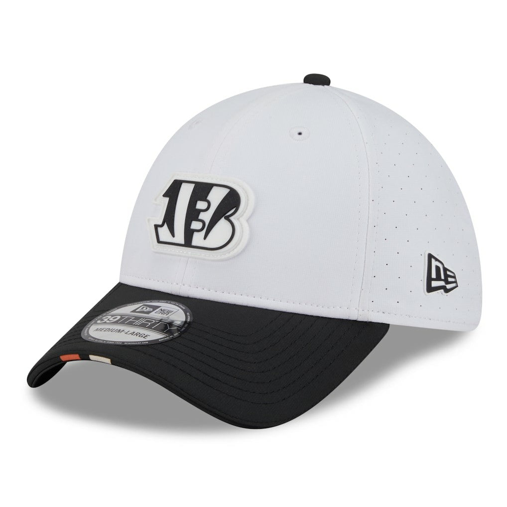Cincinnati Bengals New Era 2025 NFL Training Camp 39THIRTY Flex Hat - White/Black cheap