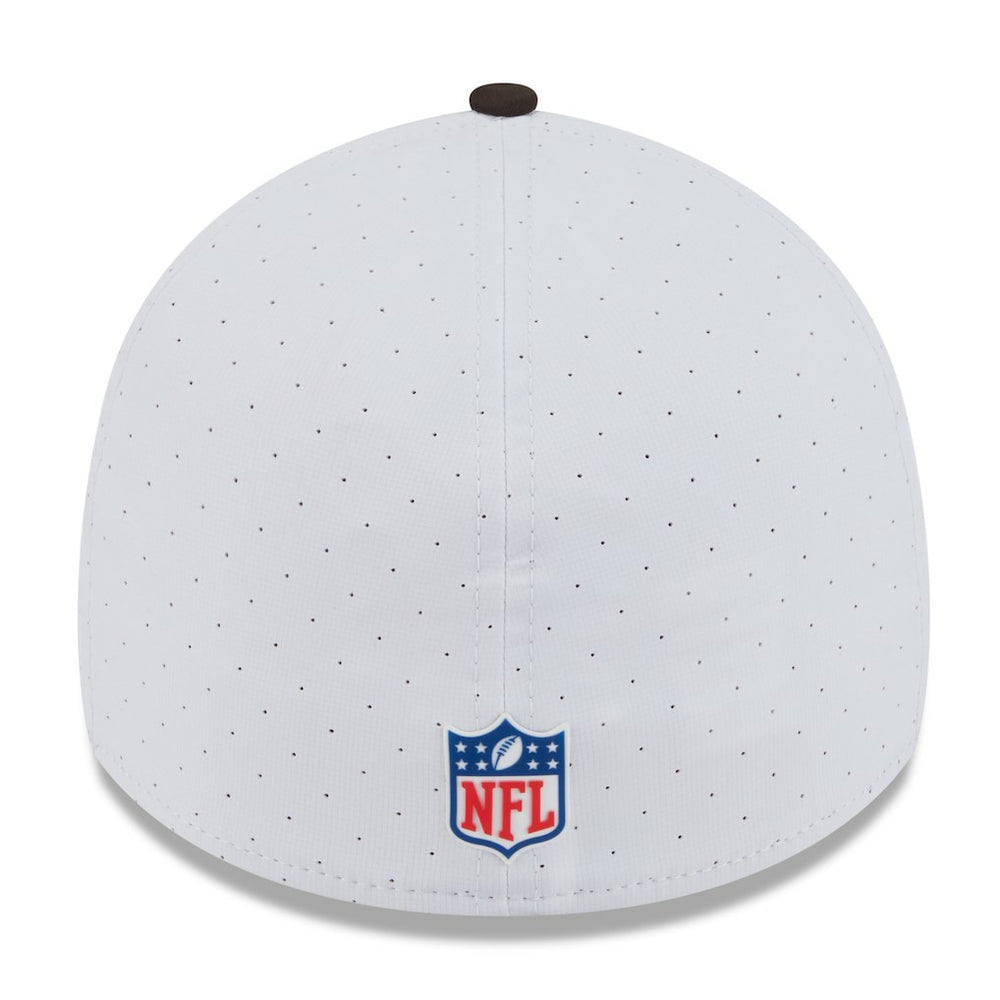 Cleveland Browns New Era 2025 NFL Training Camp Throwback Logo 39THIRTY Flex Hat - White/Brown for sale