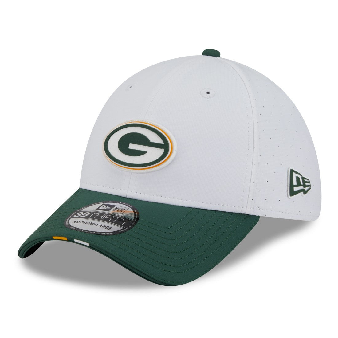 Green Bay Packers New Era 2025 NFL Training Camp 39THIRTY Flex Hat - White/Green on sale