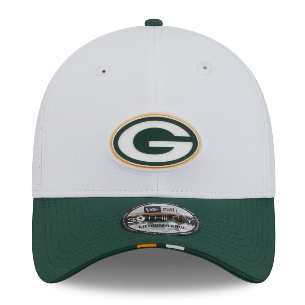Green Bay Packers New Era 2025 NFL Training Camp 39THIRTY Flex Hat - White/Green on sale