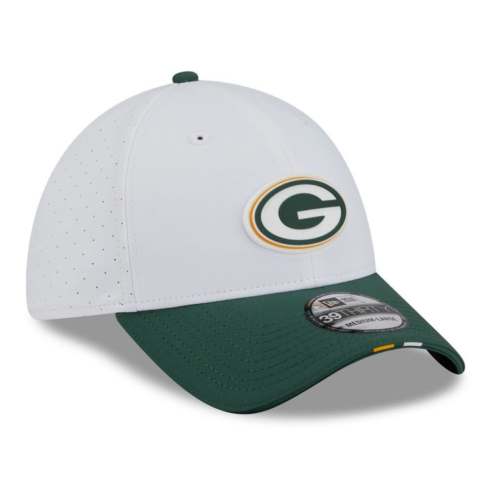 Green Bay Packers New Era 2025 NFL Training Camp 39THIRTY Flex Hat - White/Green on sale